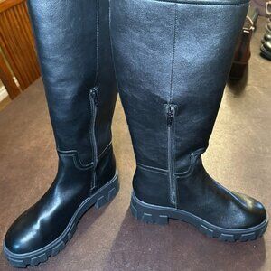 Sincerely Jules Chunky Lug Sole Tall Black Boot Sz 9